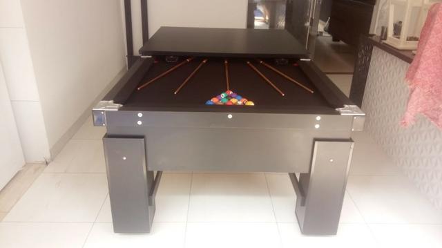 Mesa Gaveta de Sinuca e Bilhar Cor Preta Tecido Preto Mod. HPVN2188 - Foto 3