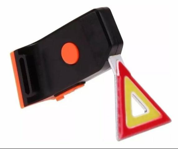 ?Lanterna Traseira Sinalizador Bike Triangulo Led Pisca Usb - Foto 2