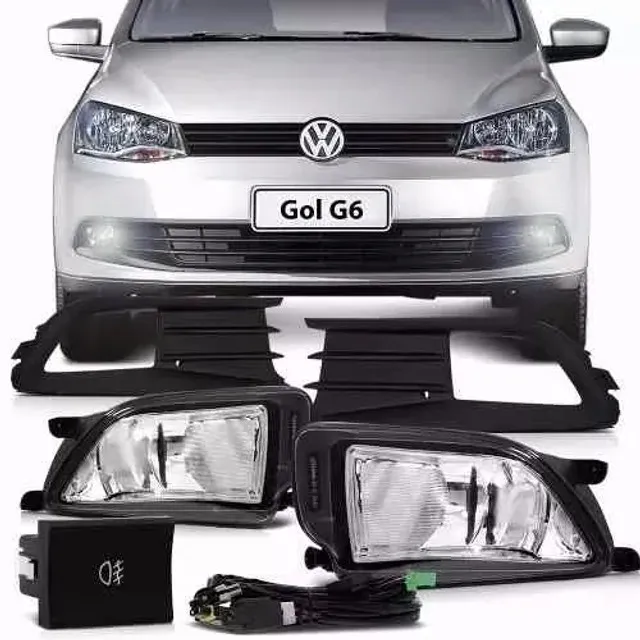 Kit Farol Milha Auxiliar Neblina Gol Voyage G6 Moldura Preta