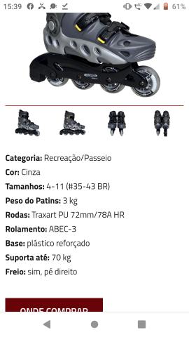Patins spectro traxart in line 4 rodas cinza nº 7 - Foto 2