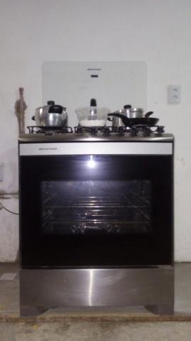 Fogão 6 bocas inox, elétrico, com forno grande