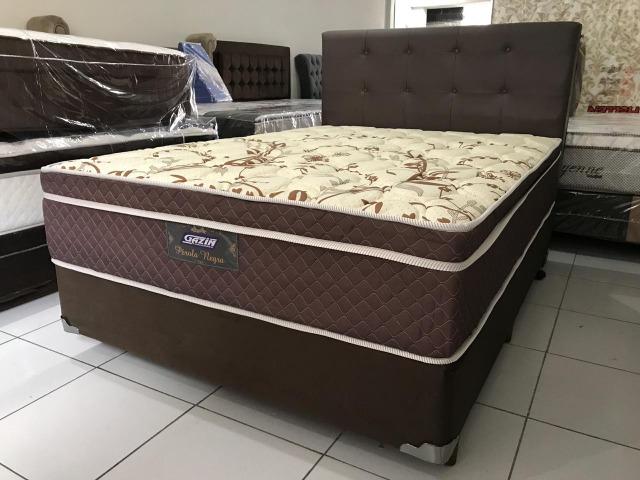 Cama Box Casal Gazin Pérola Negra Marrom Molas Ensacadas - Pronta Entrega!