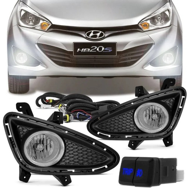 Kit Farol Milha Hb20 Hb20s 2012 à 2015 Botão Modelo Original- Shocklight  