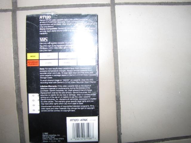 4 Fitas Video Cassette Gemini Hg T-120 Vhs Lacrada! Lote C/4 - Foto 3