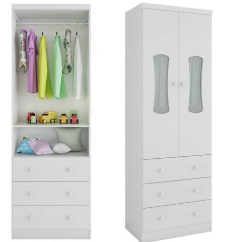 Frete Grátis* Roupeiro Infantil guarda roupas 2 portas 3 gavetas - Luna *NOVO - Foto 2