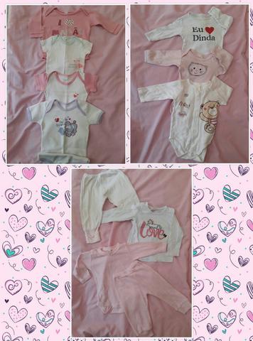 Lote de Roupas Bebê Menina 0 a 06 meses, 58 peças
