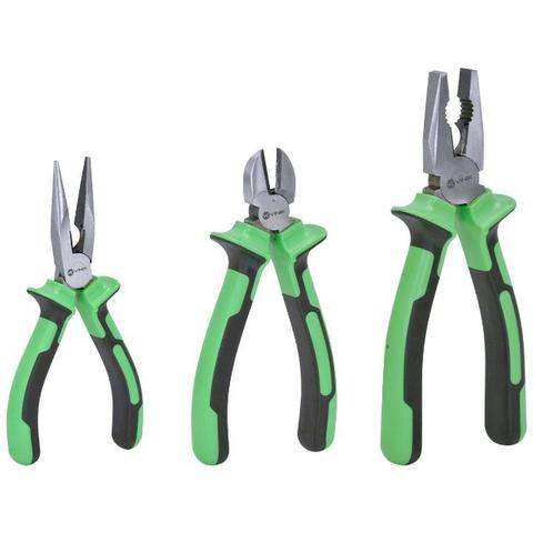 Kit Jogo De Alicates Com 3 Peças (Universal, De Bico Longo E De Corte Diagonal) Em Aço Ino