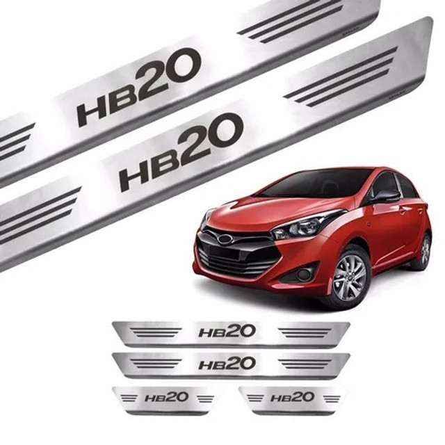 Kit Soleira De Porta Aço Inox Escovado Hyundai Hb20 2021/