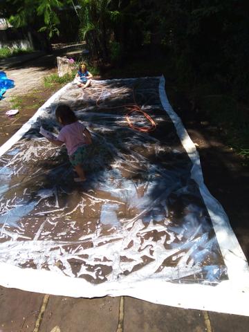 Lona transparente com ilhoes