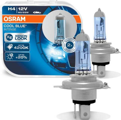 Par Lâmpada Super Branca Cool Blue Intense H4 4200K Efeito Xênon Osram