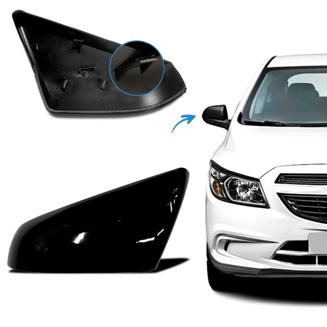 489 Capa Do Retrovisor Black Piano Lado Esquerdo Chevrolet Onix Prisma