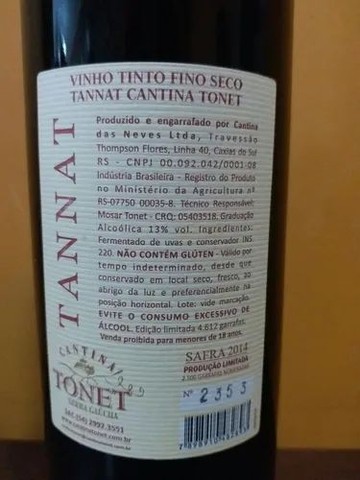 VINHO TINTO SECO TANNAT 750ML