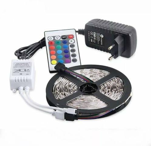 Fita Led 5 Metros Rgb 16 Cores Prova D'agua Fonte Controle