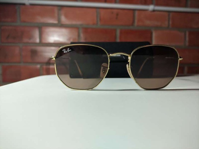 Óculos De Sol Ray Ban Hexagonal Dourado Original