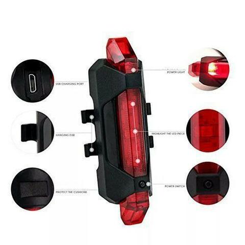 Luz Traseira Da Bicicleta Recarregável USB Aviso de Segurança LED