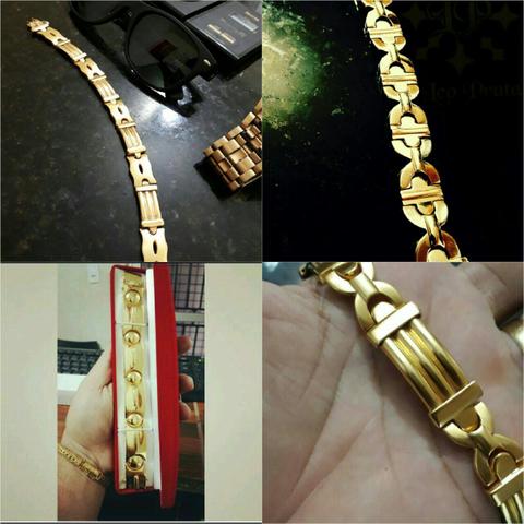 Braceletes prata italiana folheada a ouro