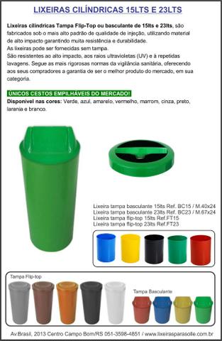 Lixeiras cilíndricas redonda 15lts-compre direto a pronto entrega