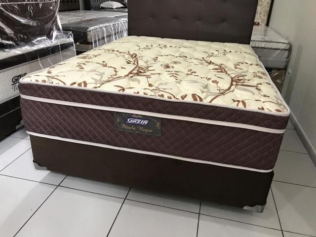 Cama Box Casal Gazin Pérola Negra Marrom Molas Ensacadas - Pronta Entrega! - Foto 2