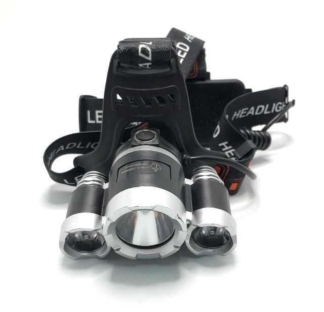 Lanterna de Cabeça Tripla 3 Leds Profissional Farol Recarregável Nova na Caixa 