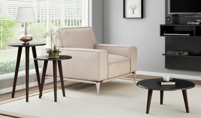 Conjunto Mesa De Centro E Mesas Laterais Preto - Bechara