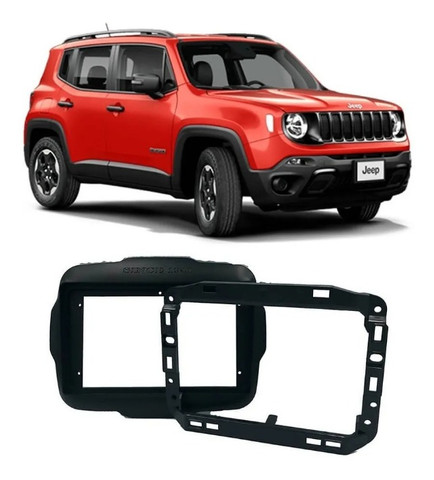 Moldura 2 Din 9'' Preta Jeep Renegade 2015 Em Diante