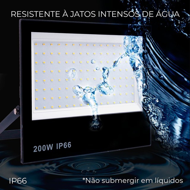 Refletor LED 200w IP 66 Preto Vega Pró  - Foto 3