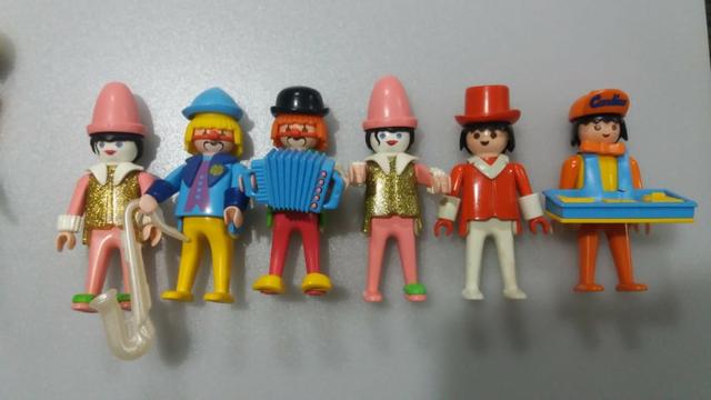 Bonecos Antigos Playmobil - Palhaços, mágico e doceiro