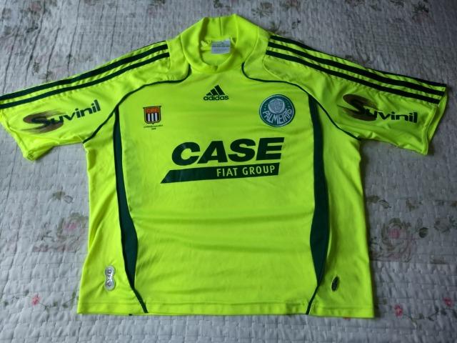 Camisa Palmeiras Adidas verde limão marca texto patch campeão