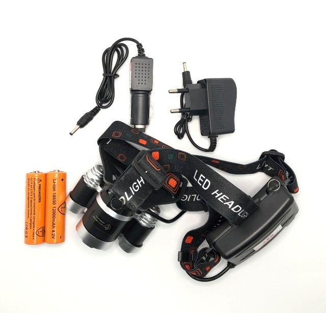 Lanterna de Cabeça Tripla 3 Leds Profissional Farol Recarregável Nova na Caixa  - Foto 3