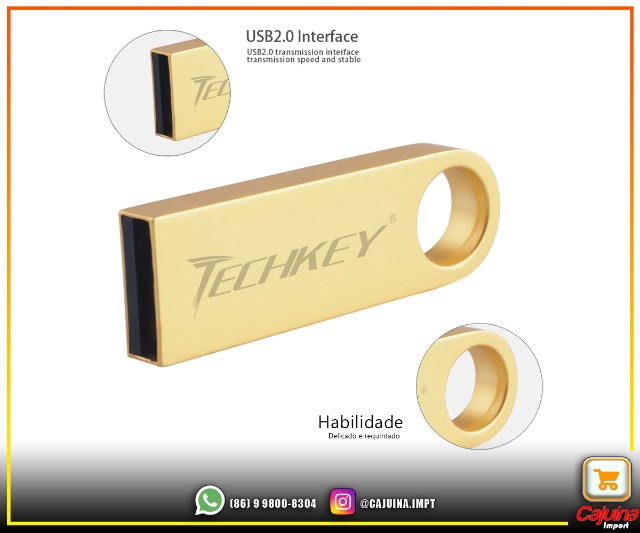 Pendrive Techkey 16 GB Dourado T04d08sd22 - Foto 2