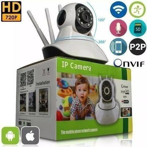 Câmera Segurança Ip 3 Antenas Wireless Sem Fio Wi-fi Hd