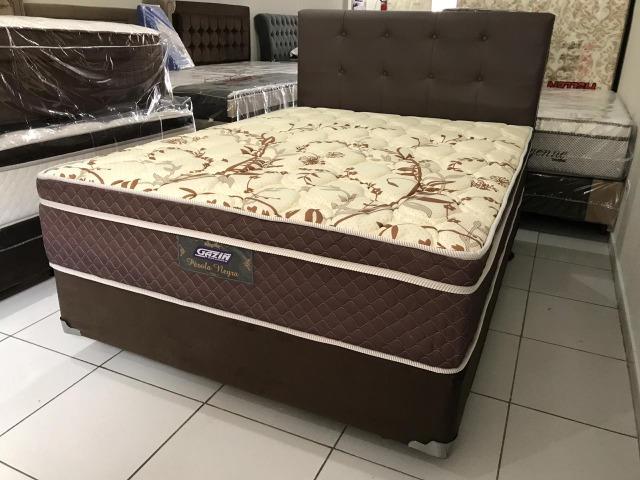 Cama Box Casal Gazin Pérola Negra Marrom Molas Ensacadas - Pronta Entrega! - Foto 4