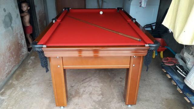 Mesa Tentação de Bilhar Cor Imbuia Tecido Vermelho Mod. AFRH60MT - Foto 2