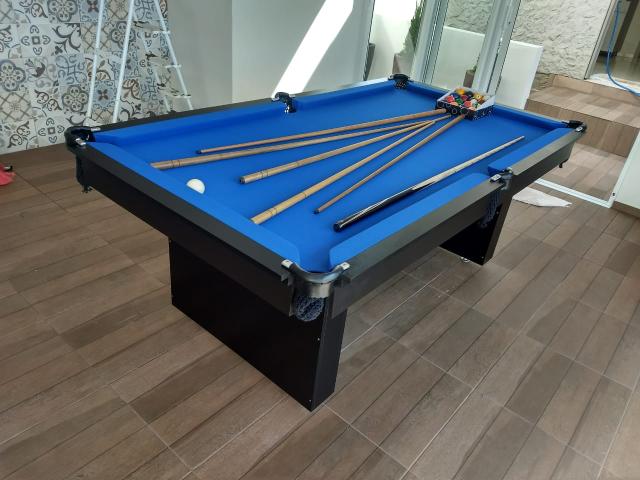 Mesa de Bilhar Preta Tx Tecido Azul Modernizando seu ambiente - Foto 2