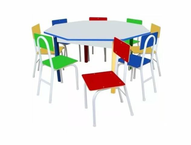 Mesa Infantil Oitavada Carlu em Ferro - Com 8 Cadeiras 1738 - Foto 2