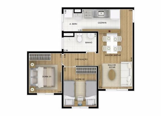 Apartamento 2 quartos pronto - Foto 2