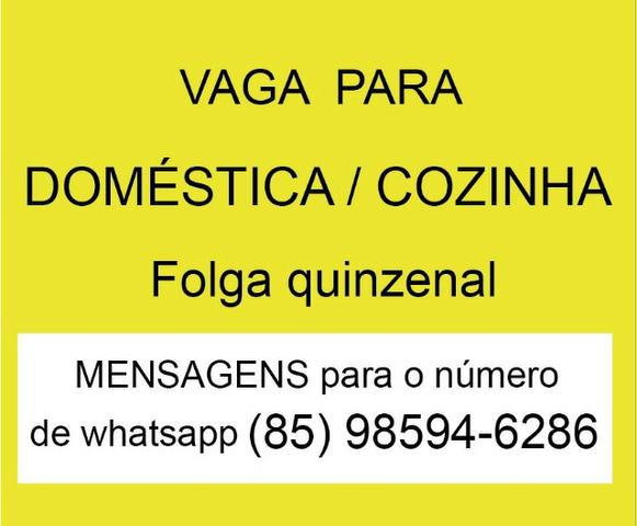 Vaga para doméstica / cozinheira com experiência na cozinha