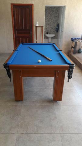 Mesa Madeira de Bilhar e Jantar | Mesa Imbuia | Tecido Azul | PSYO7158 - Foto 2