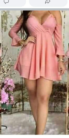vestido manga flare ombro vazado