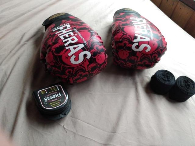 Kit Boxe Muay Thai Fheras Luva + Bandagem + Protetor Bucal + Bolsa Tops - Foto 6