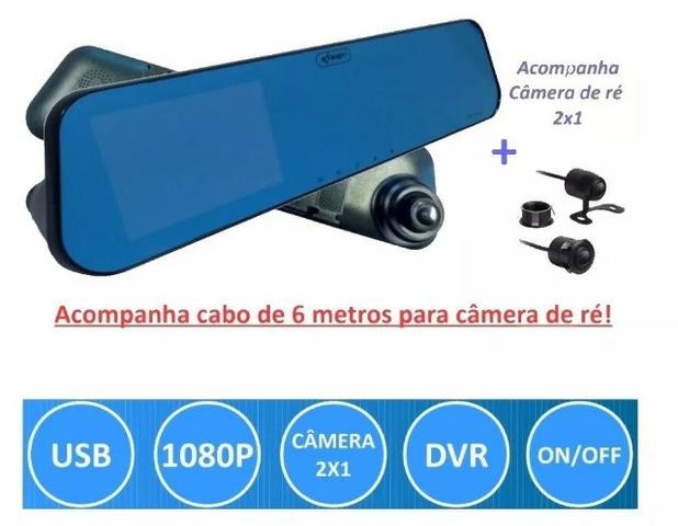 Kit Espelho Retrovisor Tela Lcd 4.3 Câmera Frontal Câmera Ré