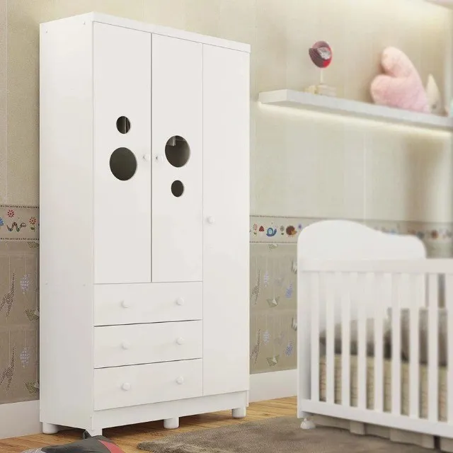 Guarda Roupa Infantil 3 Portas Bolinha em MDF (Novo)