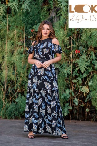 VESTIDO LONGO C/OMBROS A MOSTRA 