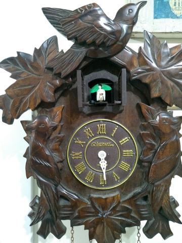 Antigo Relógio De Parede Cuco Madeira Herweg Para Restauro