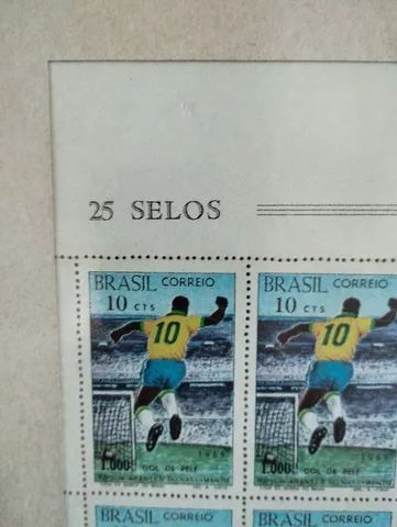 Colecionadores 25 Selos Milésimo Gol de Pelé 1969 - Foto 2