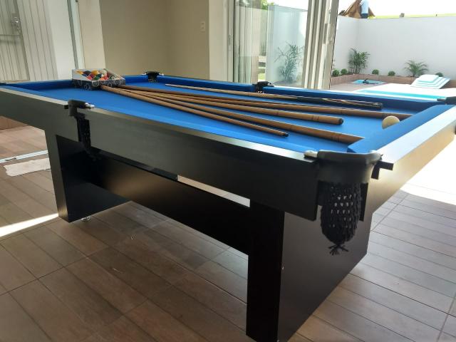 Mesa de Bilhar Preta Tx Tecido Azul Modernizando seu ambiente - Foto 5