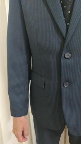 Terno Masculino Slim Azul Marinho Nº52, Usado apenas 1 vez - Foto 4