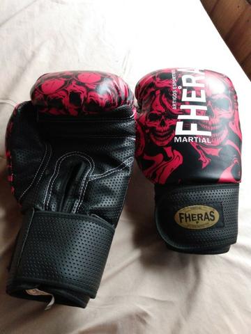 Kit Boxe Muay Thai Fheras Luva + Bandagem + Protetor Bucal + Bolsa Tops