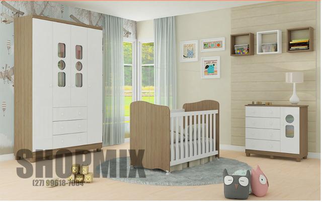 Frete Grátis* Quarto de Bebê Armário, Cômoda Tedy e Berço Uli- Tedy *NOVO