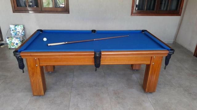 Mesa Madeira de Bilhar e Jantar | Mesa Imbuia | Tecido Azul | PSYO7158 - Foto 3